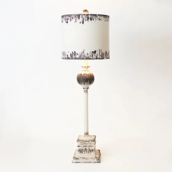 Distressed White Square Base Buffet Lamp-Kirkland's Home Discount