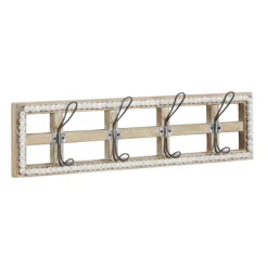 Distressed White Wood And Metal Wall Hooks-Kirkland's Home Outlet