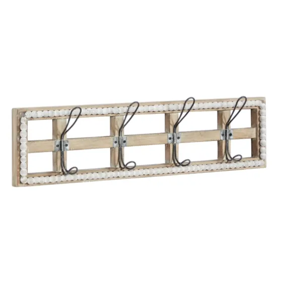 Distressed White Wood And Metal Wall Hooks-Kirkland's Home Outlet
