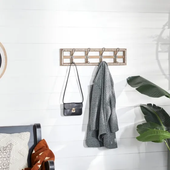 Distressed White Wood And Metal Wall Hooks-Kirkland's Home Outlet