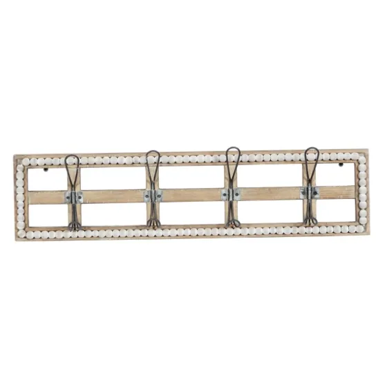 Distressed White Wood And Metal Wall Hooks-Kirkland's Home Outlet