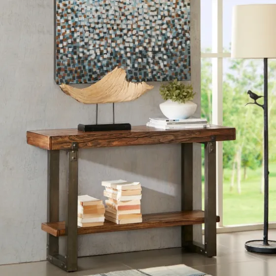 Distressed Wood And Gunmetal Console Table-Kirkland's Home Fashion