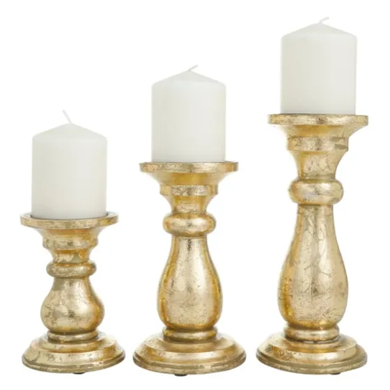 Distressed Wood Candle Holders, Set Of 3-Kirkland's Home Cheap