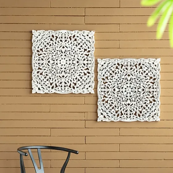 Distressed Wood Carved Wall Panels, Set Of 2-Kirkland's Home Discount