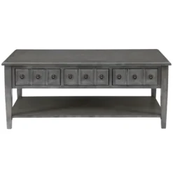 Distressed Wood 3-Drawer Coffee Table-Kirkland's Home New