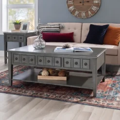 Distressed Wood 3-Drawer Coffee Table-Kirkland's Home New