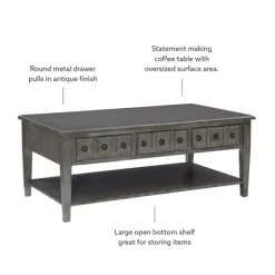 Distressed Wood 3-Drawer Coffee Table-Kirkland's Home New