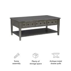 Distressed Wood 3-Drawer Coffee Table-Kirkland's Home New