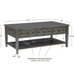 Distressed Wood 3-Drawer Coffee Table-Kirkland's Home New