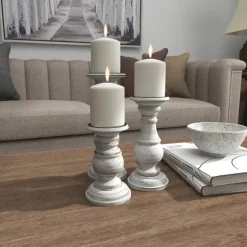 Distressed Wood 3-Pc. Candle Holder Set-Kirkland's Home Outlet