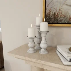 Distressed Wood 3-Pc. Candle Holder Set-Kirkland's Home Outlet