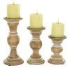 Distressed Wood Pillar Candle Holders, Set Of 3-Kirkland's Home Outlet