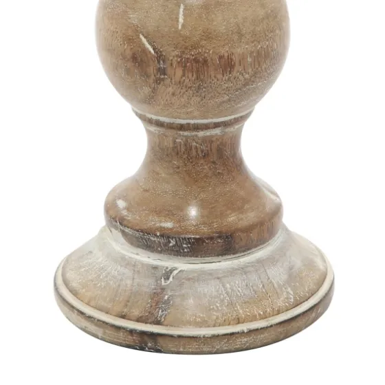Distressed Wood Pillar Candle Holders, Set Of 3-Kirkland's Home Outlet