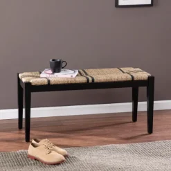 Dominica Woven Seagrass Stripe Bench-Kirkland's Home Clearance