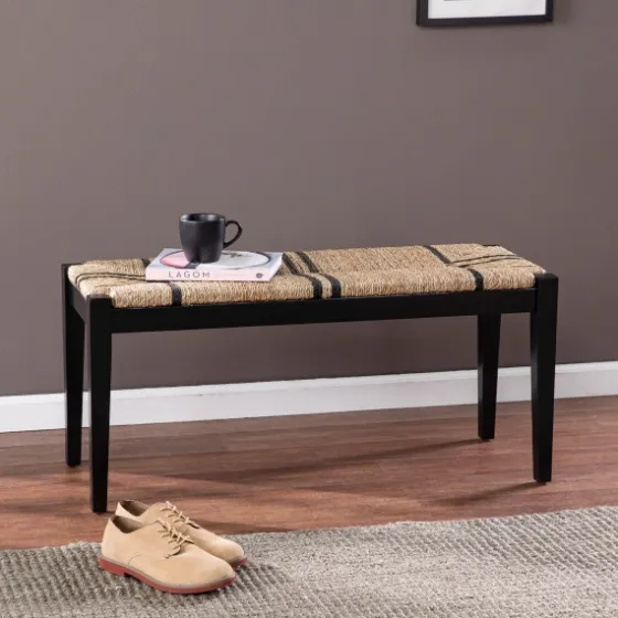 Dominica Woven Seagrass Stripe Bench-Kirkland's Home Clearance