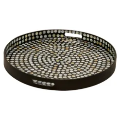 Dotted Shell Round Wooden Tray-Kirkland's Home Shop