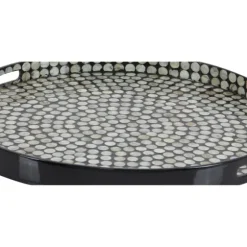 Dotted Shell Round Wooden Tray-Kirkland's Home Shop