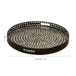 Dotted Shell Round Wooden Tray-Kirkland's Home Shop