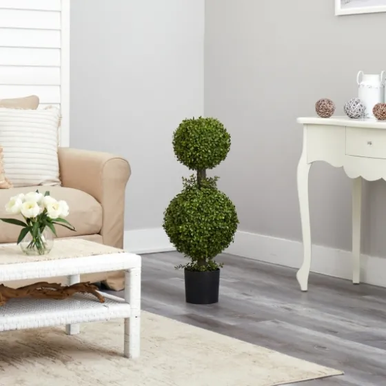 Double Ball Boxwood Topiary In Nursery Planter-Kirkland's Home Discount