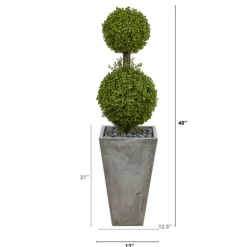 Double Ball Boxwood Topiary In River Rock Planter-Kirkland's Home Flash Sale