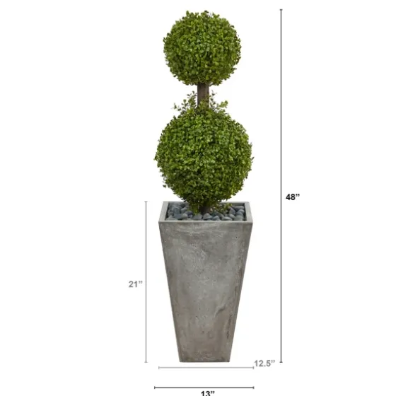 Double Ball Boxwood Topiary In River Rock Planter-Kirkland's Home Flash Sale