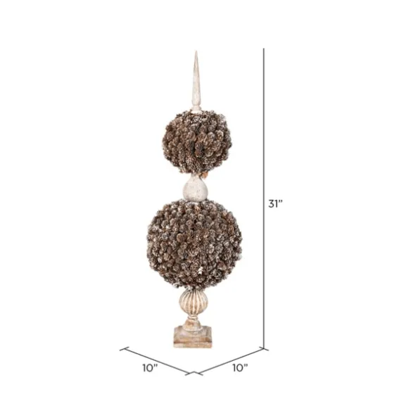 Double Ball Pinecone Topiary On Antiqued Finial-Kirkland's Home Sale