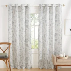 Dove Gray Floral 2-Pc. Curtain Panel Set, 96 In.-Kirkland's Home Store