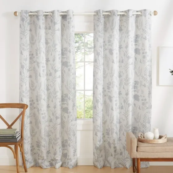 Dove Gray Floral 2-Pc. Curtain Panel Set, 96 In.-Kirkland's Home Store
