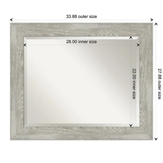 Dove Gray Scoop Frame Beveled Mirror, 34X28 In.-Kirkland's Home Best
