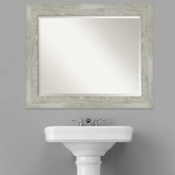 Dove Gray Scoop Frame Beveled Mirror, 34X28 In.-Kirkland's Home Best