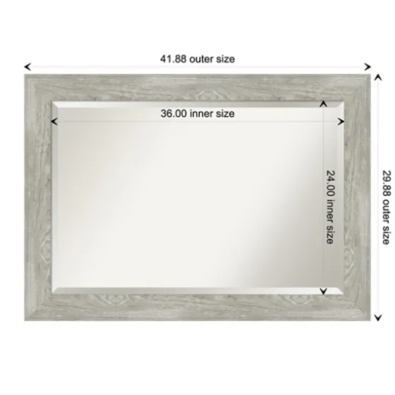 Dove Gray Scoop Frame Beveled Mirror, 42X30 In.-Kirkland's Home Discount