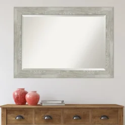 Dove Gray Scoop Frame Beveled Mirror, 42X30 In.-Kirkland's Home Discount