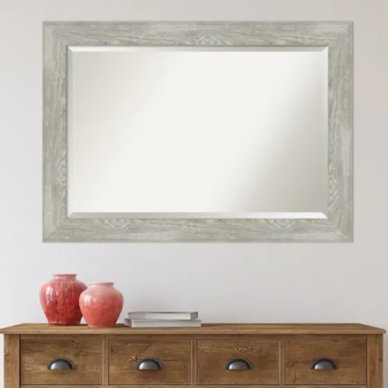 Dove Gray Scoop Frame Beveled Mirror, 42X30 In.-Kirkland's Home Discount