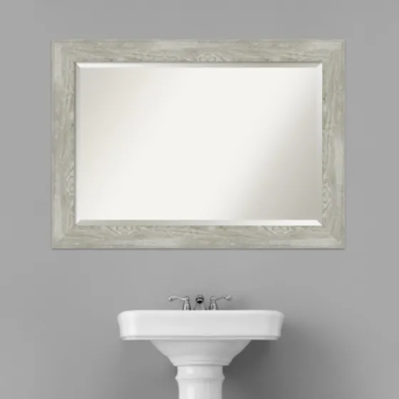 Dove Gray Scoop Frame Beveled Mirror, 42X30 In.-Kirkland's Home Discount