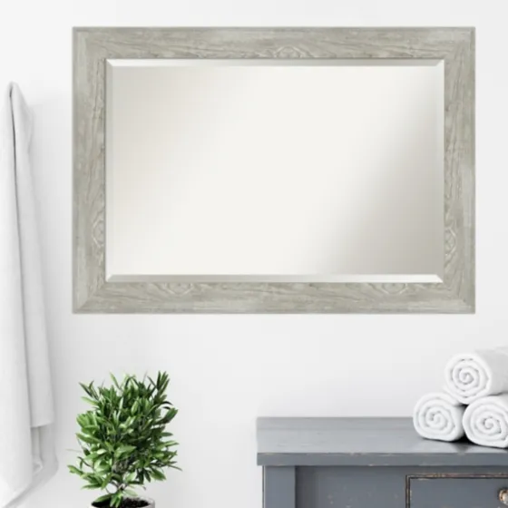 Dove Gray Scoop Frame Beveled Mirror, 42X30 In.-Kirkland's Home Discount