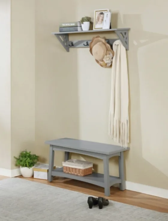 Dove Rustic Farmhouse Wood Bench-Kirkland's Home Discount