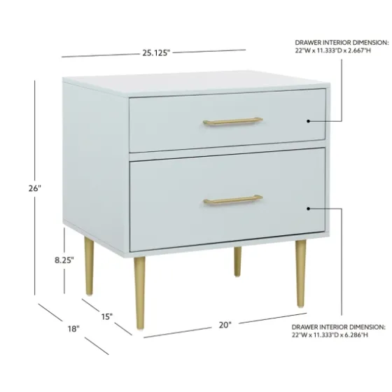 2-Drawer Nightstand With Gold Hardware-Kirkland's Home Best Sale
