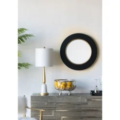 Drew I Black And Gold Round Led Mirror-Kirkland's Home Store