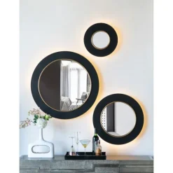 Drew I Black And Gold Round Led Mirror-Kirkland's Home Store