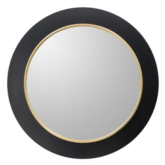 Drew Ii Black And Gold Round Led Mirror-Kirkland's Home Best