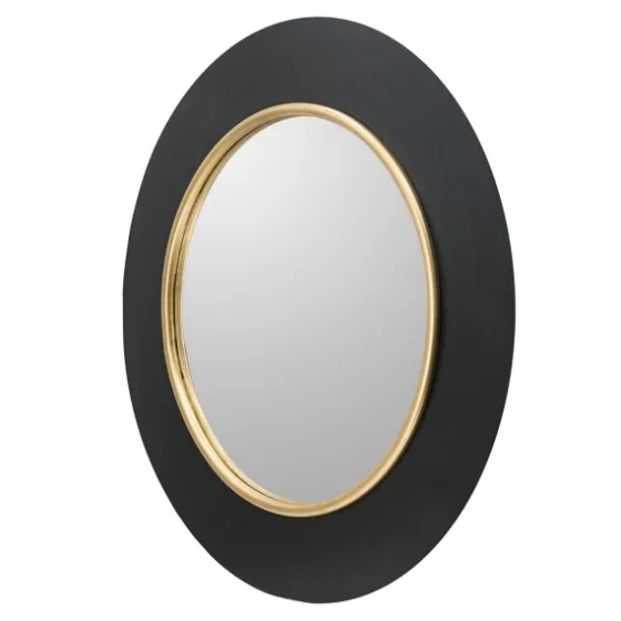 Drew Ii Black And Gold Round Led Mirror-Kirkland's Home Best