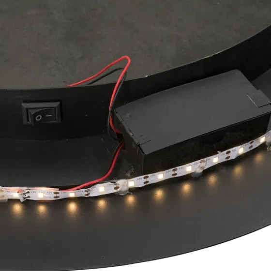 Drew Ii Black And Gold Round Led Mirror-Kirkland's Home Best