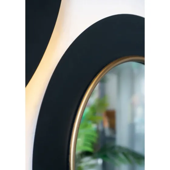Drew Ii Black And Gold Round Led Mirror-Kirkland's Home Best