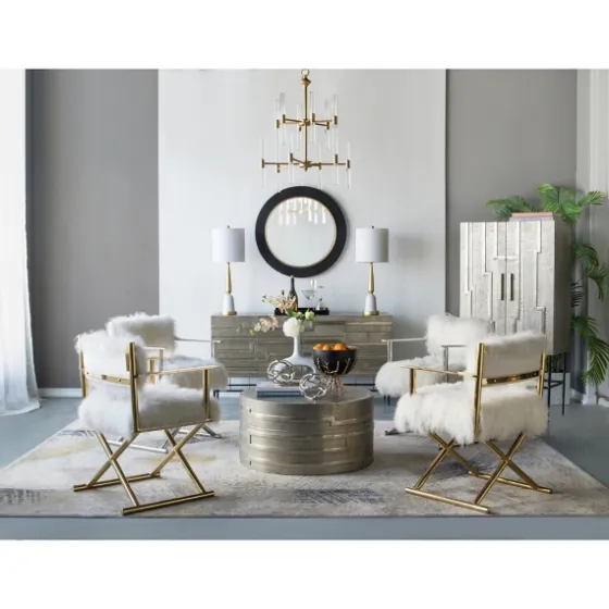 Drew Ii Black And Gold Round Led Mirror-Kirkland's Home Best