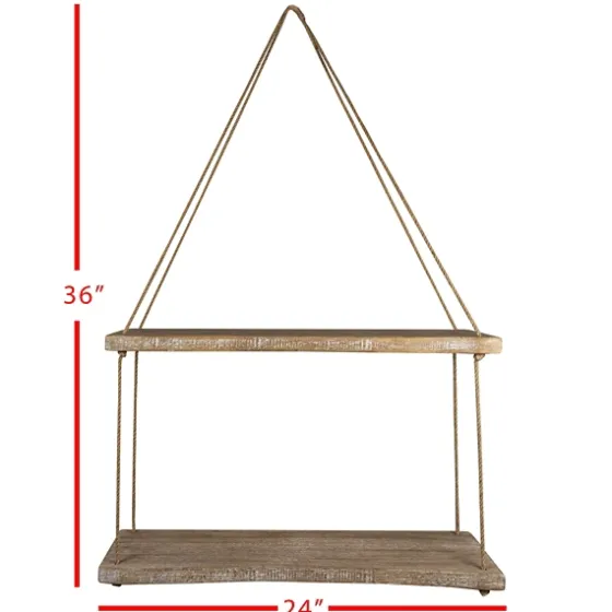 Driftwood And Jute Rope Hanging Wall Shelf-Kirkland's Home Sale