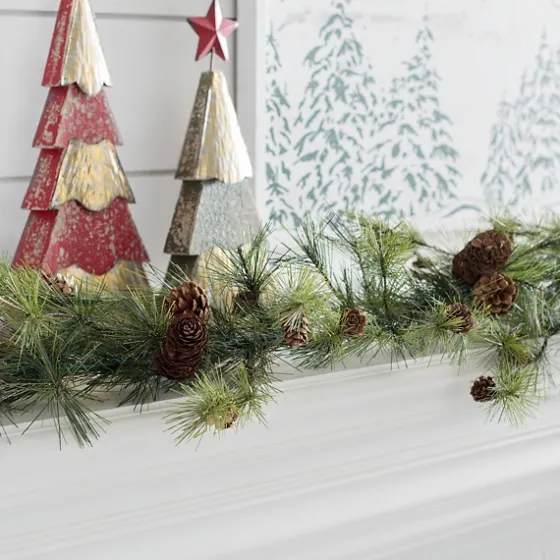 Drooping Snowy Ming Pine Christmas Garland-Kirkland's Home Store
