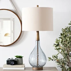 Dusty Gray Blue Nora Glass Table Lamp-Kirkland's Home Best Sale