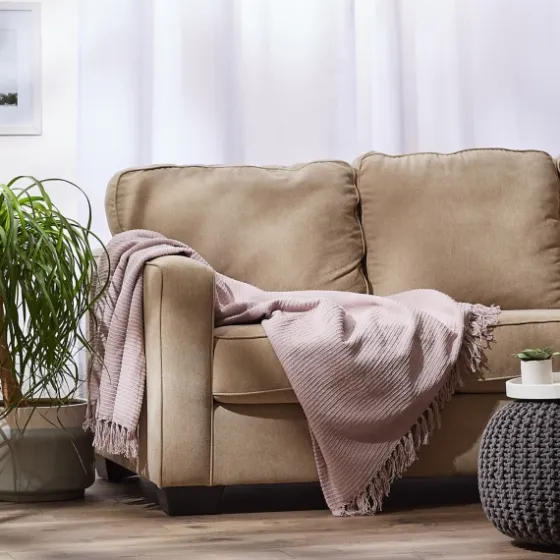 Dusty Ribbed Fringe Throw-Kirkland's Home Clearance