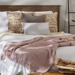 Dusty Ribbed Fringe Throw-Kirkland's Home Clearance