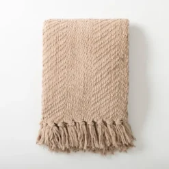 Dusty Rose Chevron Chenille Knit Throw-Kirkland's Home Shop